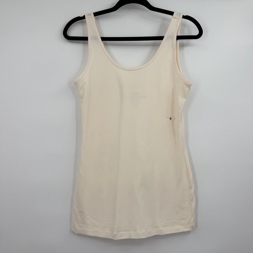 Maurices Tank Womens Small Ivory Cotton Spandex Jersey Slim Tagless Easy Care